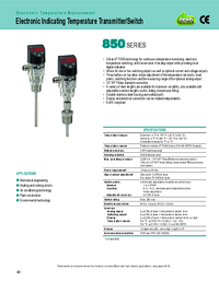 Thumbnail of document Data Sheet - 850 Electronic Indicating Temperature Transmitter/Switch